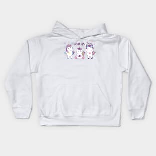 Join us - three baby unicorns Kids Hoodie